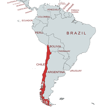 亜州太陽市場 取引・取扱い国マップ　南米